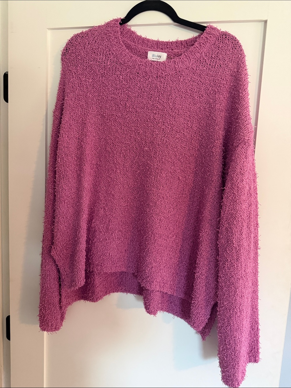 Bluivy Plush Scoopneck Sweater in Fuchsia Pink